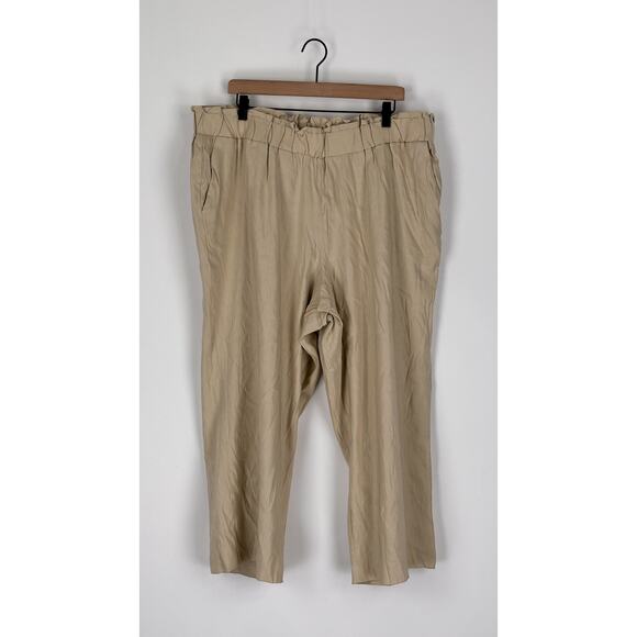 Calvin Klein Linen Blend Pull On Ruffle Trim Crop Pants Womens Size 1X New - Picture 4 of 9